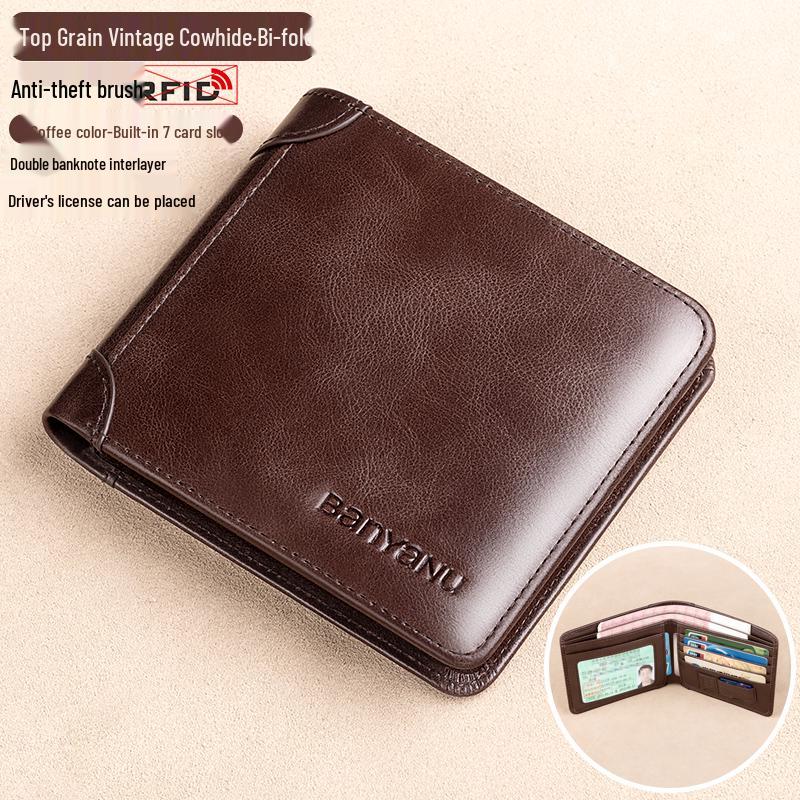 Herren 2025 Neuer Stil Rindsleder Geldbörse mit Geldklammer und Führerscheinfach