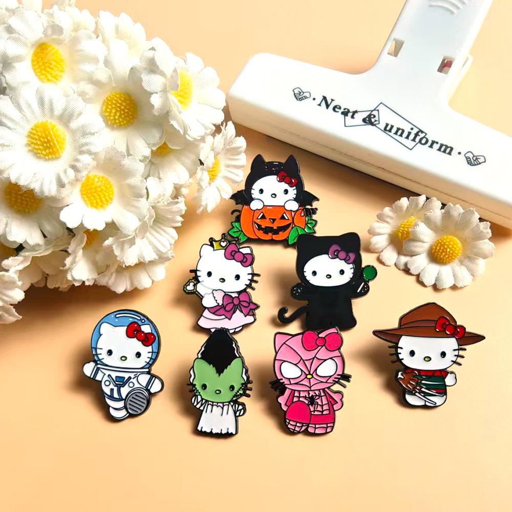 Cute Cartoon KT Cat Halloween Brooch - Sanrio Metal Badge, Alloy Cat Pin Accessory