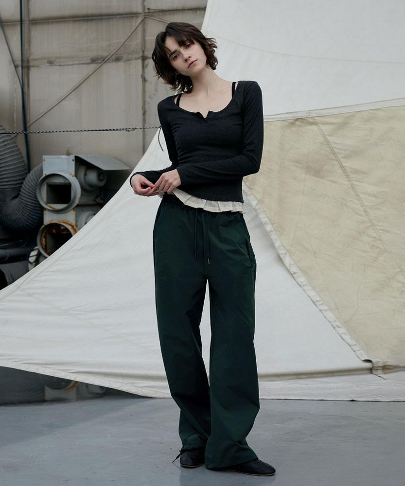 Debiweeo Warm-Up Woven String Pants Devi-B0092-Deep Green