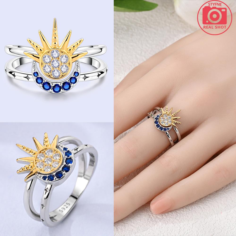 Authentic copper Moon Stars Ring Colorful Feather Love Heart Infinite Ring Delicate Valentines Day Jewellery Gift