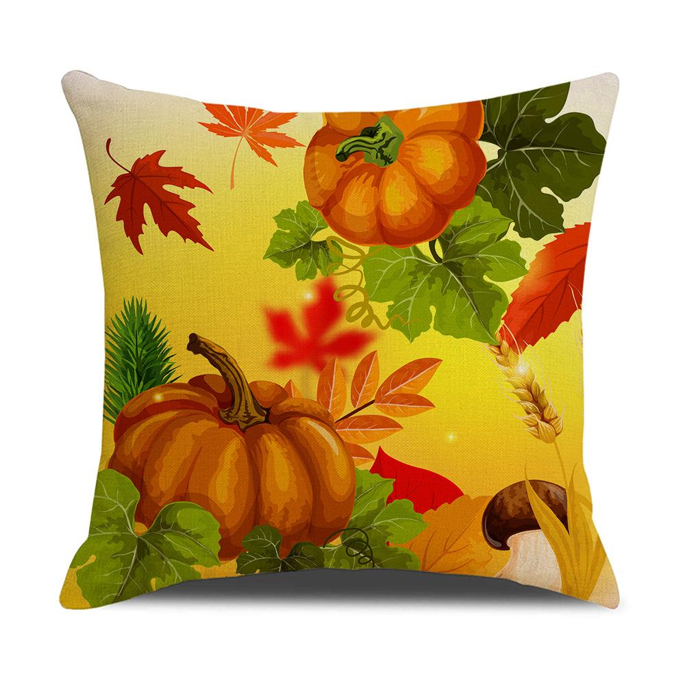 Harvest Series Cushion Cover Yellow Autumn Pumpkin Maple Leaf Pillow Cushion Cover Home Cushion Cover