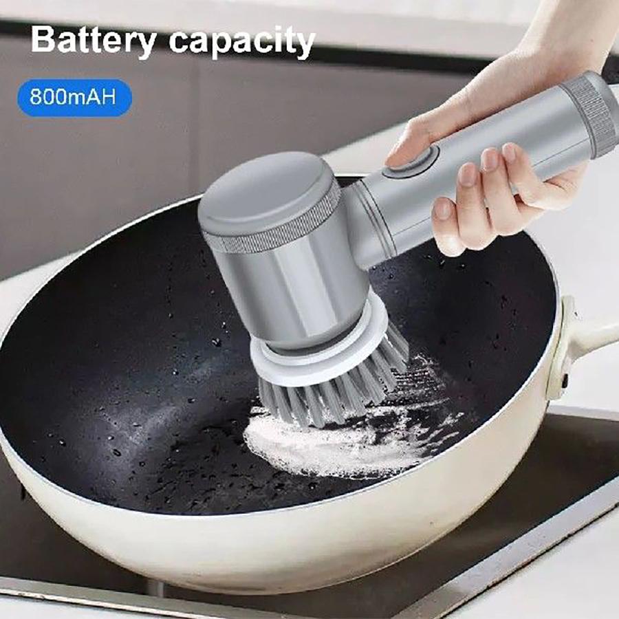 Portable Handheld Electric Cleaning Brush Cordless Spin Scrubber With 6 Replaceable Brush Heads Powerful Cleaning Capability
