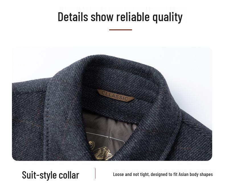 2025 Winter High-End Men's Wool Coat with Detachable Down Liner - Double-Sided Casual Jacket for Middle-Aged and Elderly