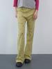 Enzo Blues Waffle Dottie Elastic Waist Bootcut Pants (Yellow)