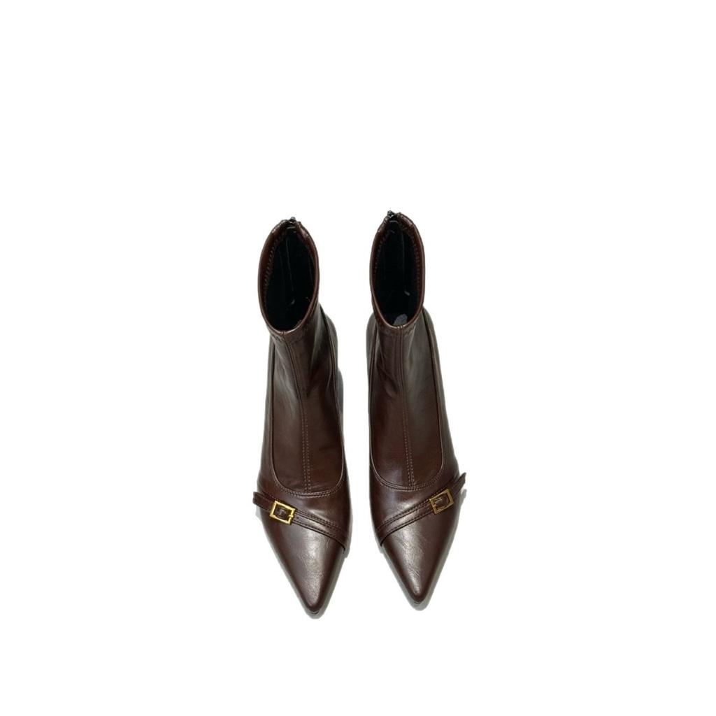 Comfortable high-heeled French temperament pointed short boots women's boots autumn new models