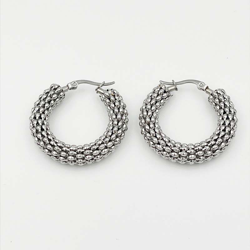 Vintage Gold Color Mesh Round Hoop Earrings For Women Girls Fashion Metal Geometric Hollow Ear Buckle Jewelry Gift
