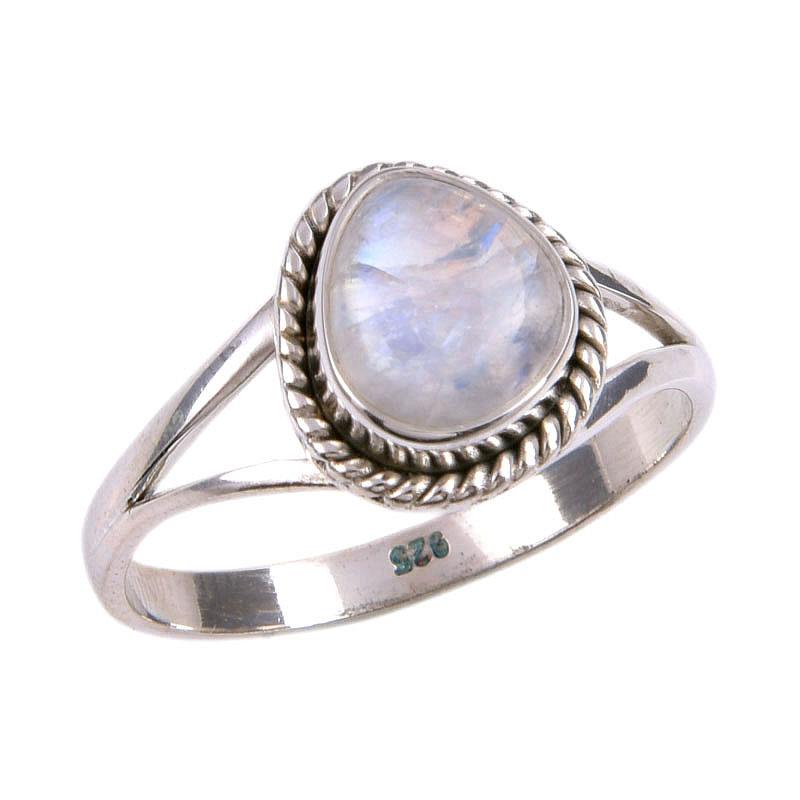 Natural Rainbow Moonstone Gemstone 925 Solid Silver Jewelry Ring Size 10 Y2c10