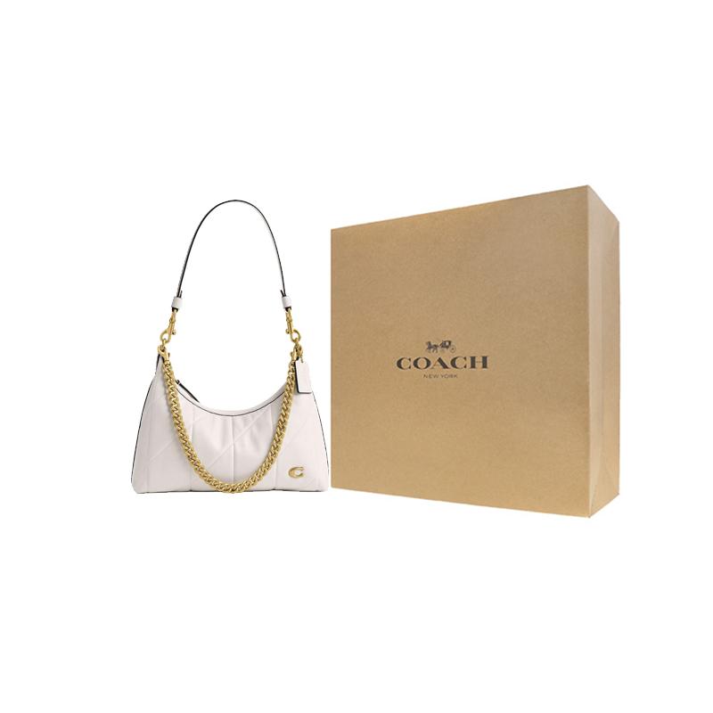 Coach Jliet 25 Logo Lambskin Shoulder Bag Medium Women Shoulder Bag Chalk-White CEM90-B4HA