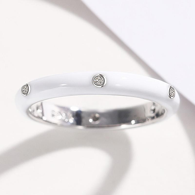 Huitan Rainbow Color Enamel Finger Rings for Women with Dazzling CZ Stone Exquisite Fashion Female Accessories Party Jewelry Hot