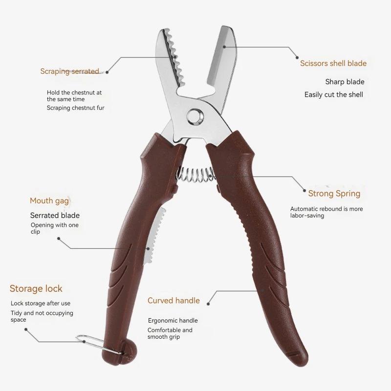Multipurpose Chestnut Scissors Peeler Chestnut Shell Peeling and Leather Clip Cross Cutting Knife Chestnut Peeler For Kitchen