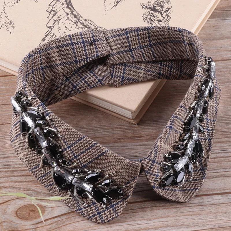 Fashion Women Sequins Detachable Collars Faux White Black False Collars Woman Tie Fashion Removable Diamond Fake Collar Women