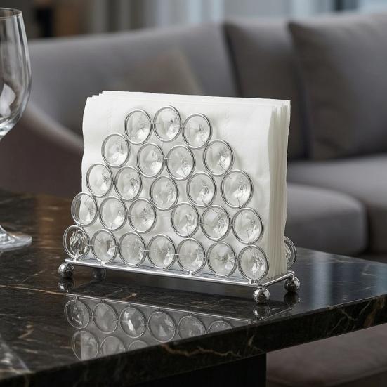 Yousheng Crystal Napkin Holder, Stable Vertical Storage Napkin Stand, with Anti-Slip Feet, Durable Rust-Proof Tissue Dispenser for Home And