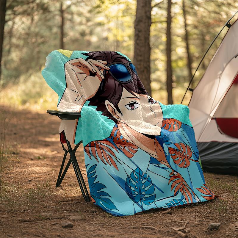 1pc Oikawa Tooru2 Theme Blanket - Digital Print, Polyester, Cozy for All Seasons, Perfect for Outdoor, Camping, and Travel