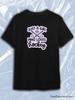 TeeSensation Black Crew Neck Short Sleeve T-Shirt with Just A Girl Who Loves Hockey Purple Sticks Print