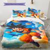 Son Goku Pattern Bedding,Quilt Set Quilt Cover Pillowcase Home Birthday Gift (1 * Duvet Cover + 2 * Pillowcase, Without Core)