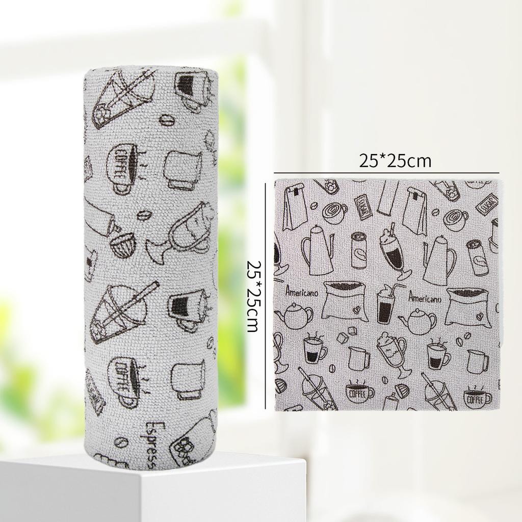 Ring green microfiber printed hand-torn rag multi-functional kitchen table washing cloth water-absorbing thickened lazy rag