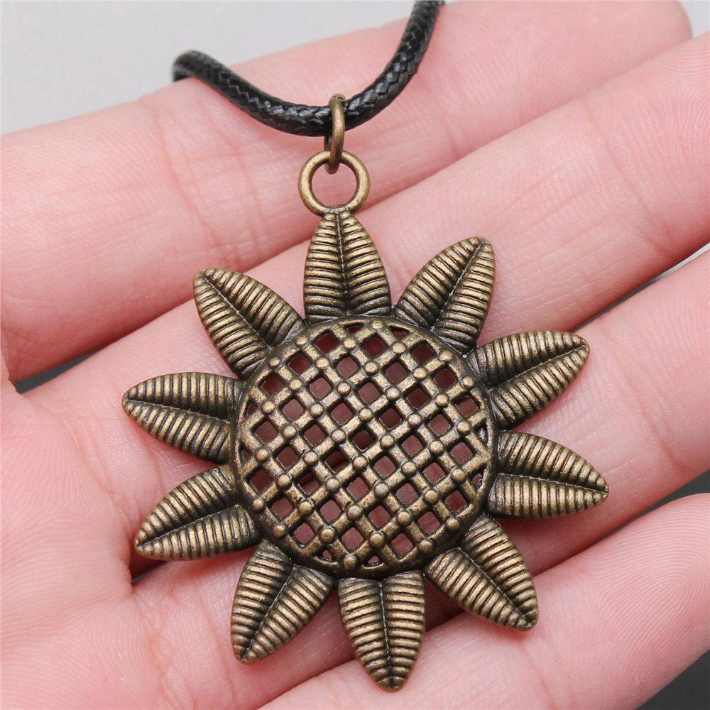 45cm Halskette Lederkette Großes Blatt Blume Kinderschmuck Materialien QN042