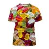Colourful Cotton Candy T-shirt For Men's Kids 3D Printing T Shirts Round Neck Short Sleeves 2024 Summer Casual Funny Tee Shirts
