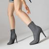  Low Boots Stiletto Pointed Denim  Boots