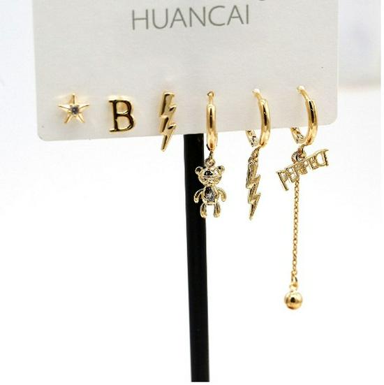 

S925 Silver & 18k Gold Bear Letter Earrings for Women