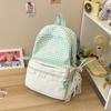 Schoolbag Korean Sweet Plaid Backpack Female Junior High School High School Student School Bag Lace Large Capacity Lightweight Backpack