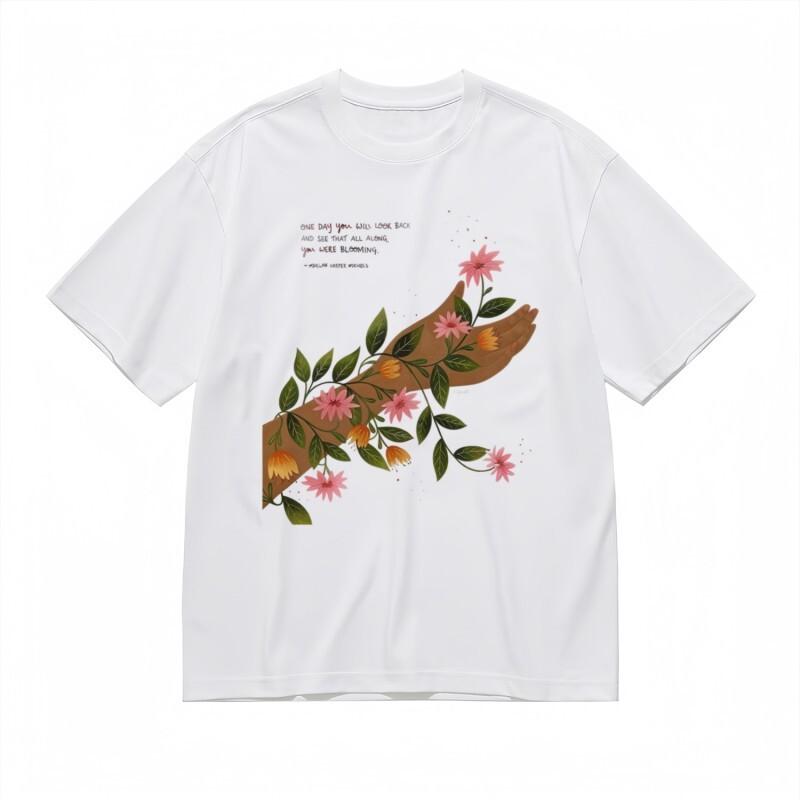 

Women sTrend Classic T-Shirt Marian Harper Michels Quote with Floral Palm Design L