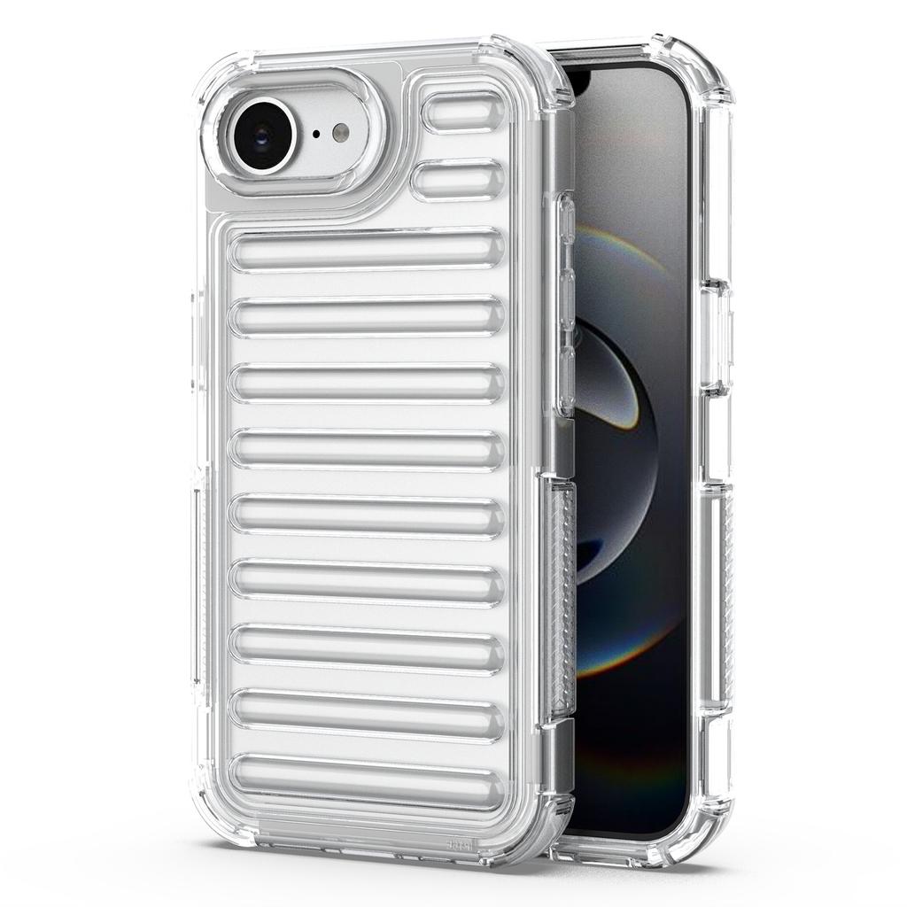 For iPhone 16e Case Stripe Design Anti-Slip Detachable TPU+PC Phone Cover