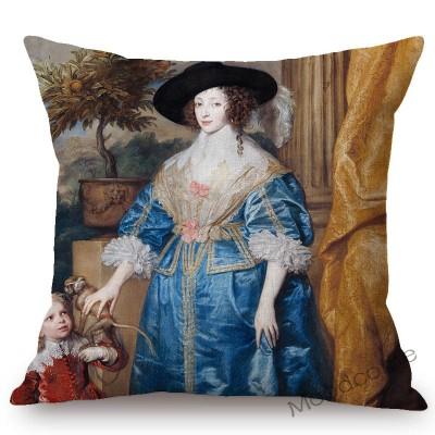 Van Dyck Renaissance Baroque Famous Oil Painting Royal Court Lady Wall Art Sofa Pillow Case Mourning Christ Linen Cushion Cover