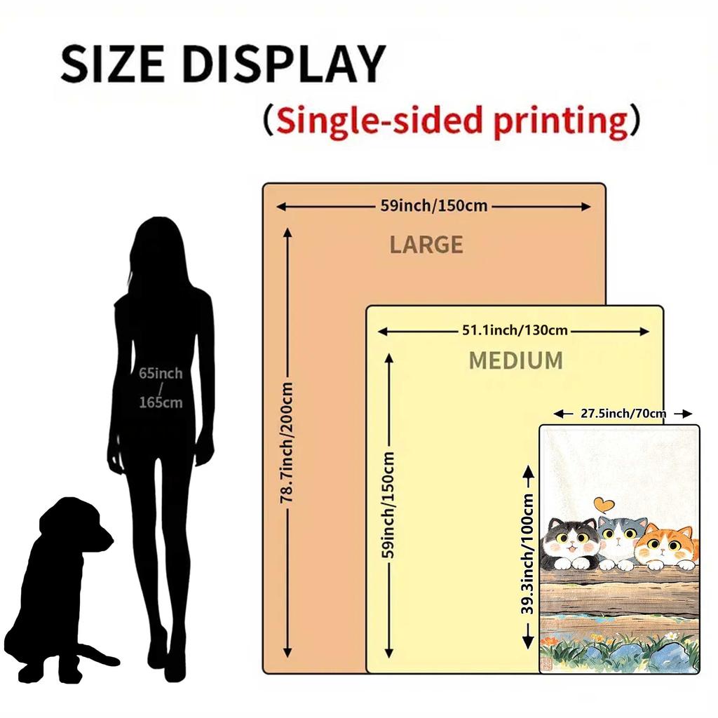 Cat Animal Art with Colorful Patterns Flannel Printed Blanket Suitable for All Seasons Suitable for Room Office Sofa and Travel