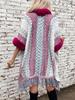 Women's Autumn and Winter Large Size Striped Fur Collar Knitted Cardigan Tassel Cape Loose Sweater Shawl