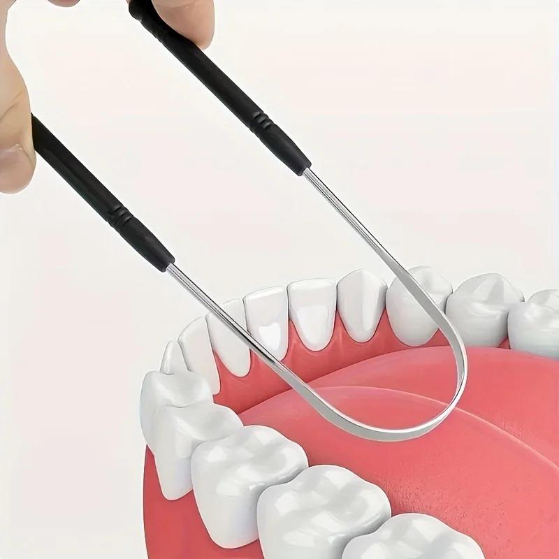 Stainless Steel U-Shaped Tongue Scraper and Brush Oral Cleaner