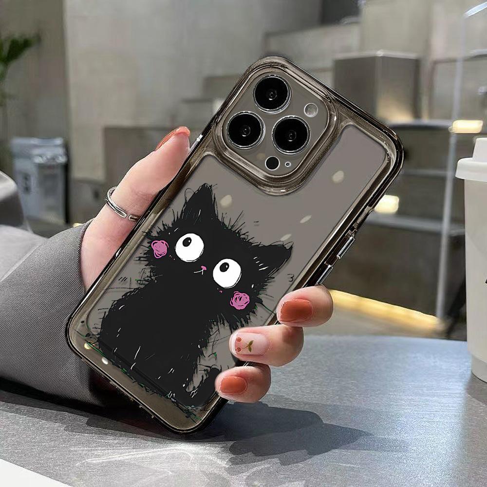 Applicable to iPhone17 creative cute little black cat space phone case Apple 16promax soft case 14/13 generation