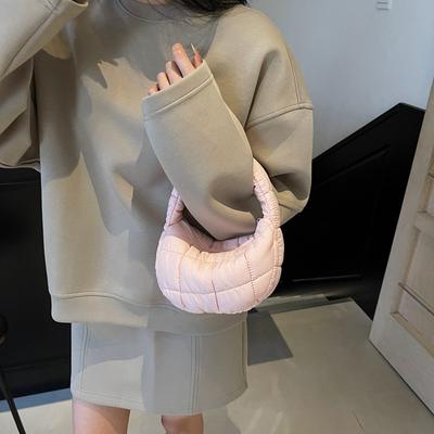 Niche Versatile Pleated Plaid Cloud Bag Underarm Bag 2025 New Cotton Clothing Bag Fashionable and Simple Bubble Handbag