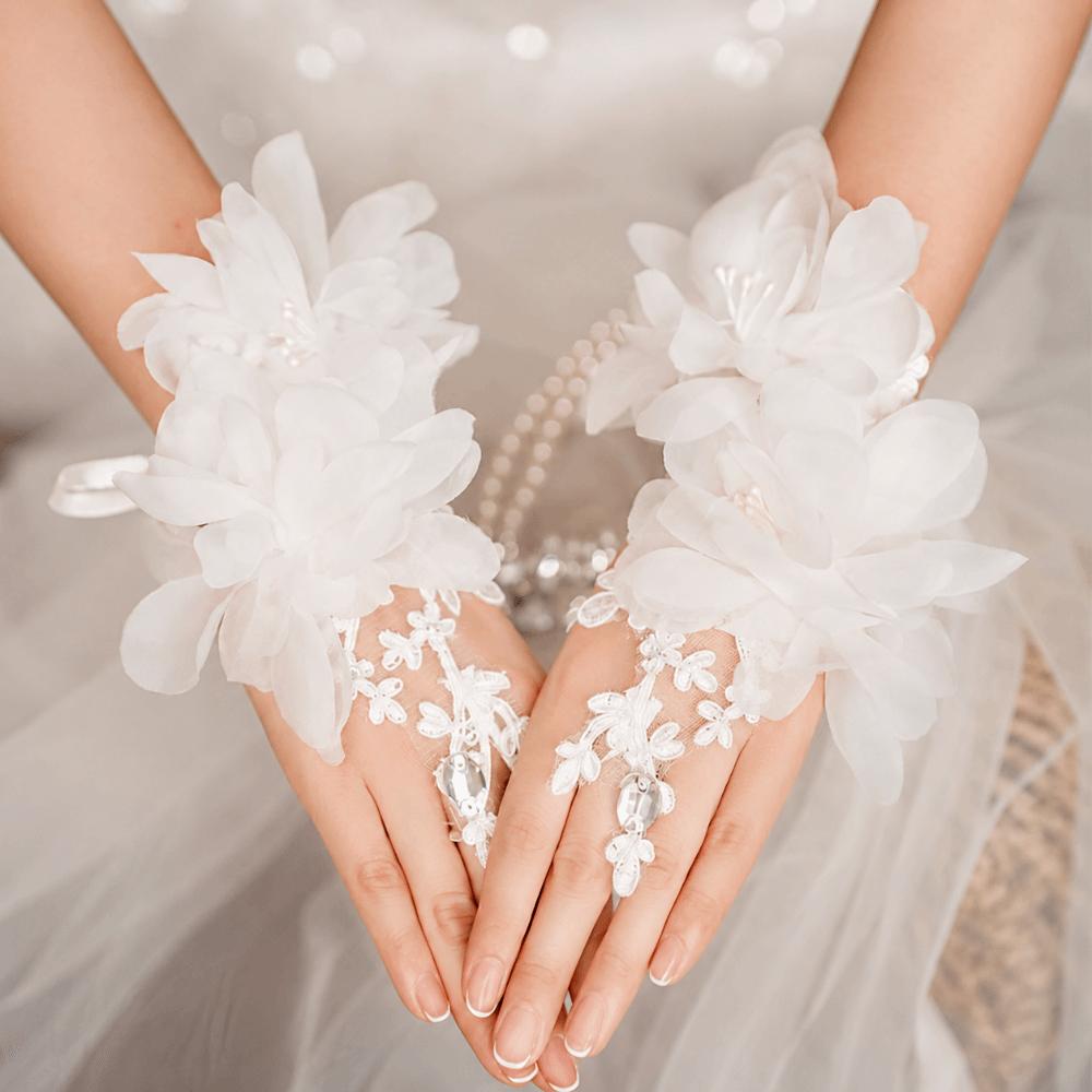 1 Pair New Flower Finger Hook Bridal Wedding Dress Gloves Classic Elegant Texture Bride Gloves Lace Lace Gloves Bridal Party