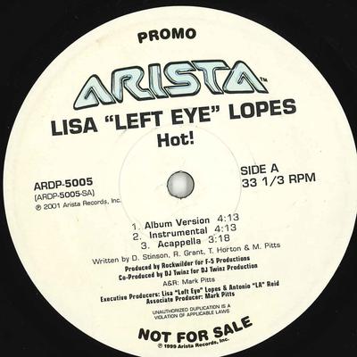 12palcová deska LISA "LEFT EYE" LOPES - Hot! / The Block Party ARDP5005PROMO ARISTA 2001 US Rap & Hip-Hop/R&B Použité