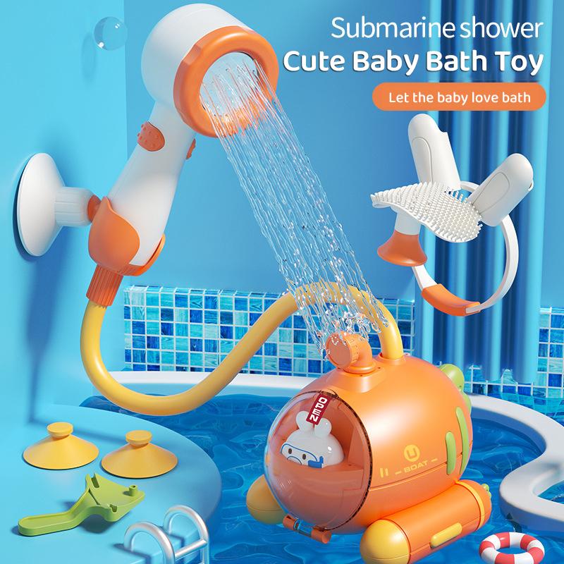 Baby-Duschkopf Cartoon-Karotte Elektrische Wasserpumpe Verstellbarer Sprinkler Babywanne Wassersprühspielzeug für Kleinkinder Geschenk