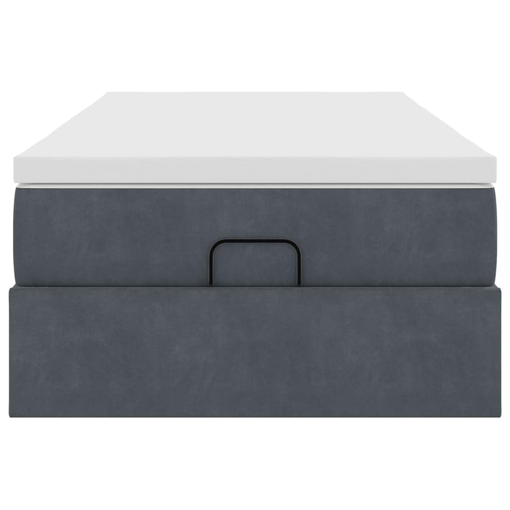 Vidaxl Rama Łóżka Otomana Z Materacem, Szara, 80X200 Cm, Aksamit