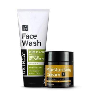 Pack de contrôle d'huile (Nettoyant visage peau grasse testé dermatologiquement - 200 g et crème hydratante peau grasse 100 g)- Hydrate et hydrate la peau