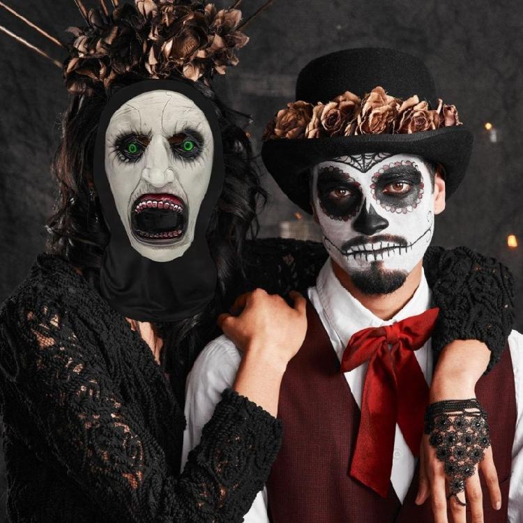 Comoda Maschera Facciale Teschio Realizzata in Tessuto di Poliestere per Feste in Costume Aggiunta di Personaggio a Tema