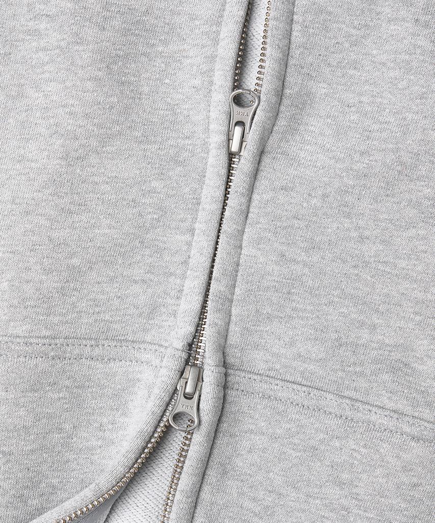 Gainsboro Serif Baseball Logo Zip-Up Hoodie_Melange Grey