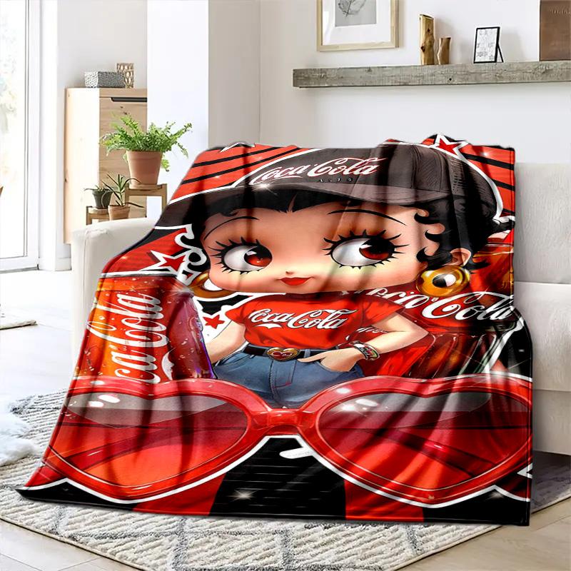 Christmas Gift Halloween Themed Cola Beverage Coca Cola Blanket Soft Home Furnishing Nap Decoration Four Seasons Warm Sherpa Blanket U24