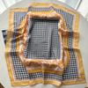 Damen quadratisches Tuch Seidenimitat Karomuster Halstuch Bandana Dame Schal Tücher Wickel Kopf Haarband Krawatten
