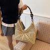 Large Capacity Hollow Beaded Straw Woven Single Shoulder Tote Beach Bag