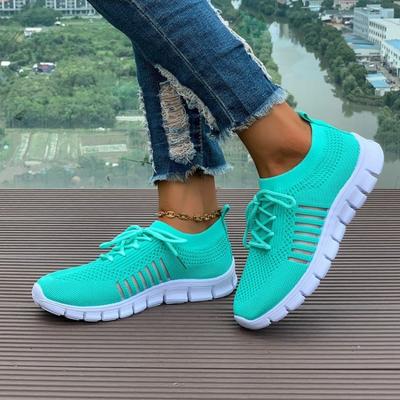 Damskie buty pojedyncze Jesień Nowe Okrągły nosek Głęboki dekolt Oddychająca siateczka Sznurowane z przodu Miękka podeszwa Antypoślizgowe Sneakersy