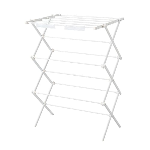 LIV PLUS Indoor Clothes Drying Rack, Foldable, Compact, Stand, Flat Drying, 81cm Wide X 60cm Deep X 103cm High, White, NY-321