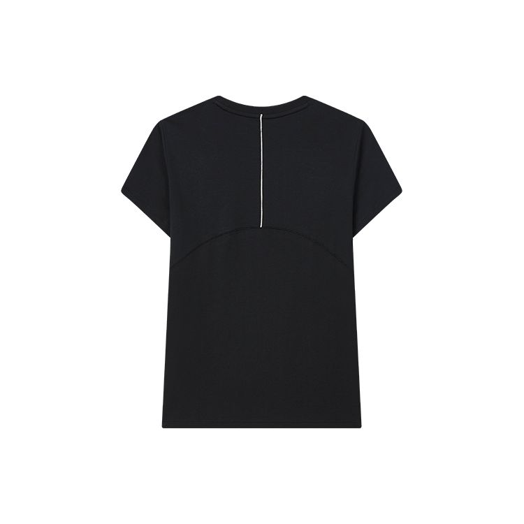 FILA Athletics Solid Logo Print Sports Casual Knit Short Sleeve T-Shirt American Vintage Women Tops Deep-Black A11W211117FBK