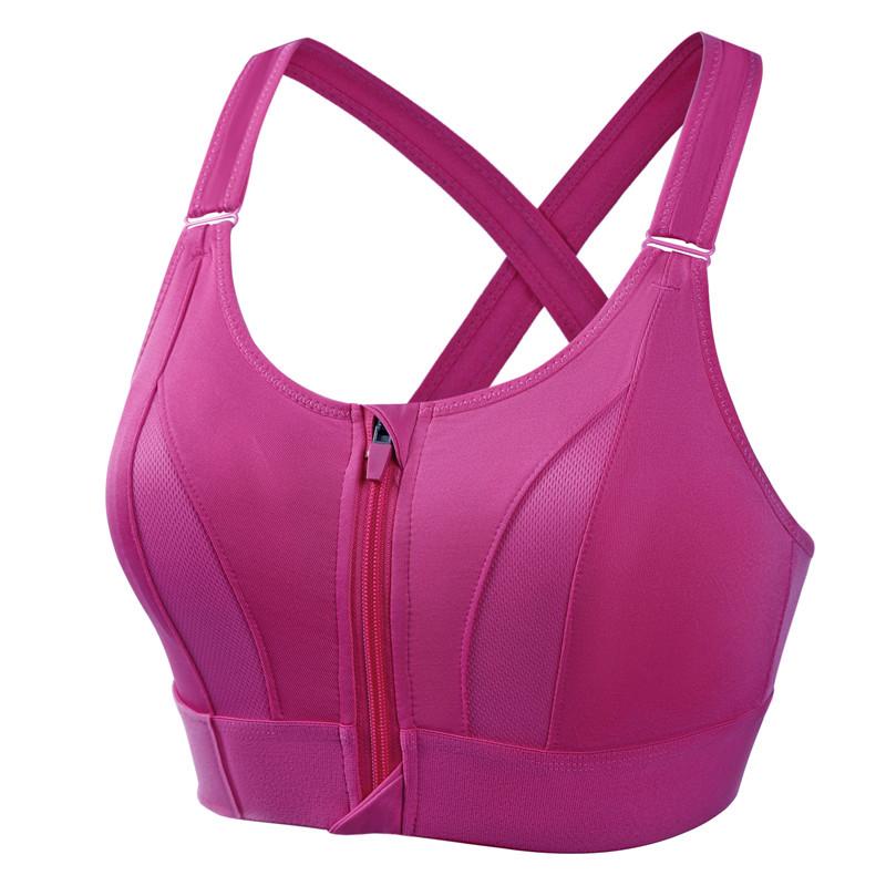 Front Zip Shockproof Quick-Dry Sports Vest Back Cross Wire-Free Bra