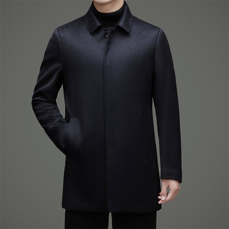High-end Wool 80% Wool 10% Cashmere 10% Mulberry Silk Autumn and Winter Men's Casual Business Wool Coat