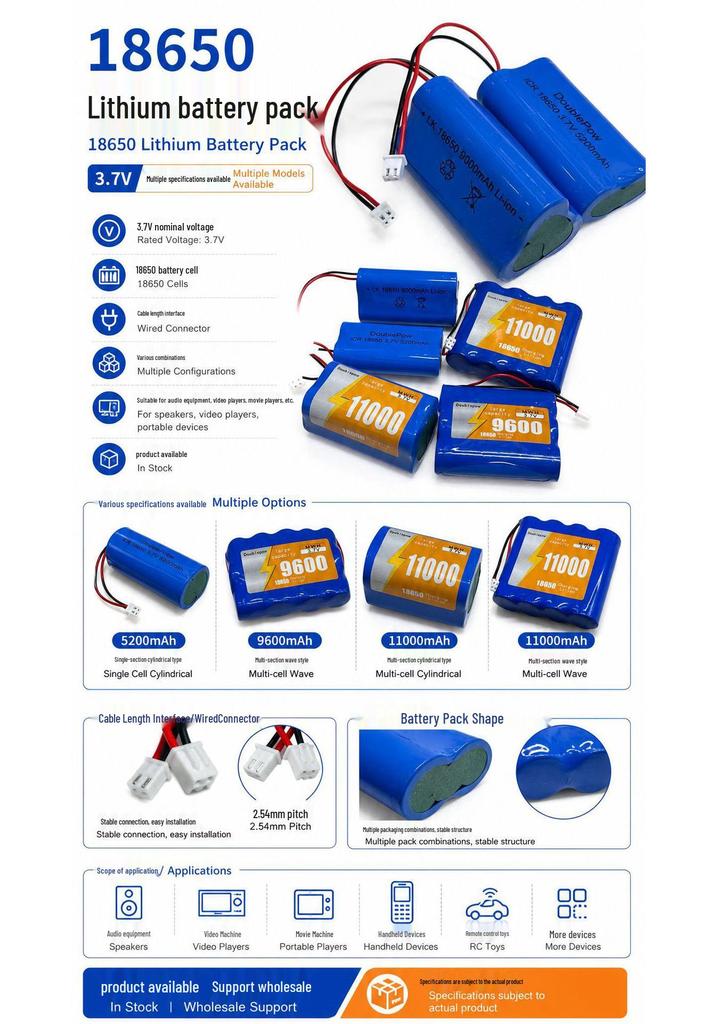 GTL18650 Large Capacity Lithium Battery Pack for Video and Audio Devices