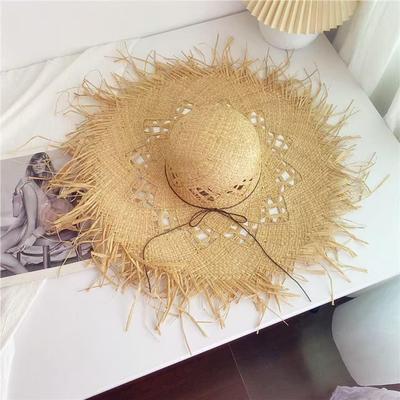 Women's Wide Brim Raffia Straw Hat – Summer Beach Sunshade & Travel Sun Protection